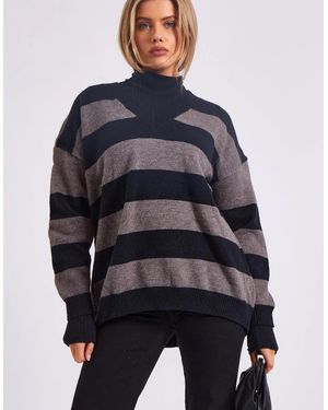 Gini London Wide Stripe Oversized Jumper - Blue