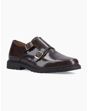 Hush Puppies Verity Hi-Shine Leather Chocolate Shoes - Brown