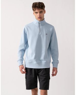 GANT Regular Fit Shield Logo Half Zip Sweatshirt - Blue