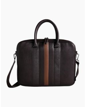 Ted Baker Never Striped Pu Document Laptop Bag - Black