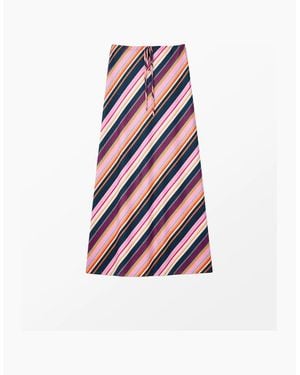 Ro&zo Stripe Bias Cut Maxi Skirt - White