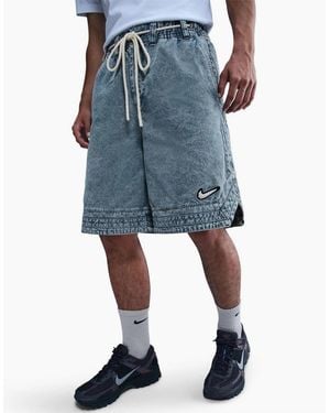 Nike Denim Acid Wash Baggy Fit Shorts - Blue