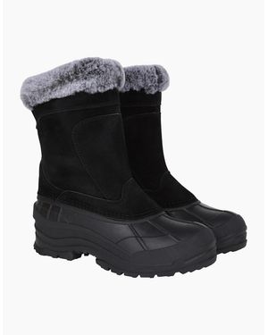 Mountain Warehouse Ladies Snowdrift Suede Faux Fur Lined Snow Boots - Black