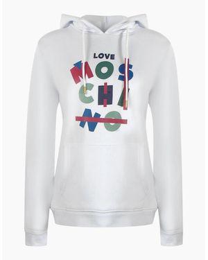 Moschino Jumble Logo Hoodie - White