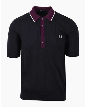 Fred Perry Cable Knitted Shirt - Black
