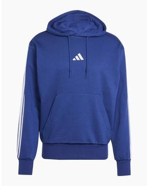 adidas Fleece 3 Stripes Hoodie - Blue