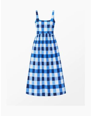 Ro&zo Petite Raya Check Square Neck Dress - Blue