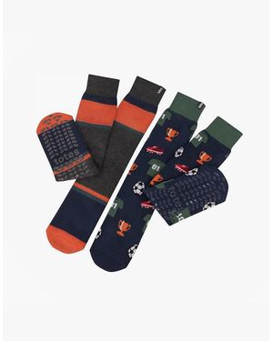 Totes Toasties 3324 Original Slipper Socks Slipper Socks Football Stripe - Blue