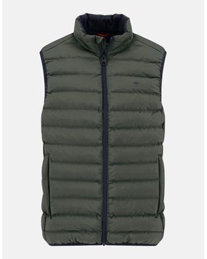 Fynch-Hatton Stand Collar Light Weight Vest Dark Khaki - Green