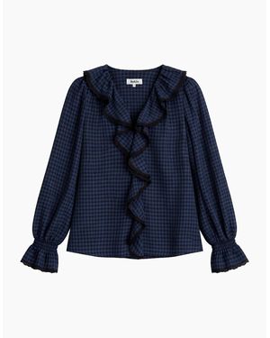 Ro&zo Check Ruffle-Detail Blouse - Blue