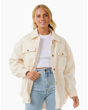 Rip Curl Rip Curl High Tide Fleece Shacket Bomber Jacket - White
