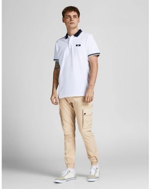 Jack & Jones Solid Patterned Cuffed Cargo Trousers - White