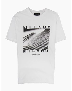 Emporio Armani Armani Jeans City Logo Milano T-Shirt Bianco Ottico 0100 - Grey