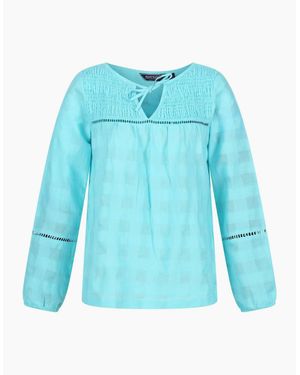 Regatta Calluna V-Neck Long Sleeve Peasant Blouse - Blue