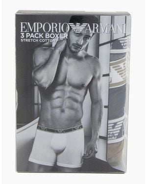 Emporio Armani 3 Pack Stretch Cotton Boxers Antrhacite Khaki - Grey