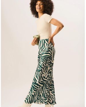 Gini London Zebra Bias Maxi Skirt - White