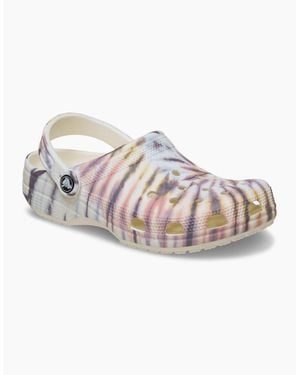 Crocs™ Classic Tie Dye Thermoplastic Chalk/Multi Sandals - Natural