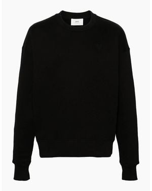 Ami Paris Ami De Coeur Embossed Logo Sweatshirt - Black