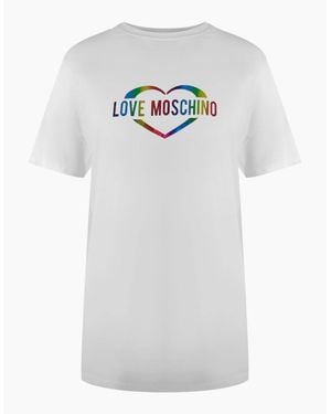 Love Moschino Multi Coloured Heart Logo T-Shirt - White