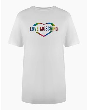 Love Moschino Multi Coloured Heart Logo T-Shirt - White