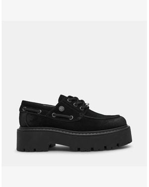 Steve Madden Oaklen High Heel Lug Sole Loafers - Black