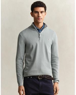 GANT Classic Cotton Half Zip Jumper - Grey
