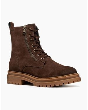 Geox D Iridea F Leather Dark Boots - Brown