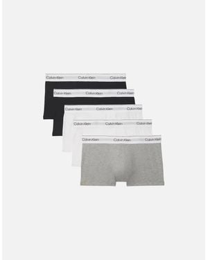 Calvin Klein 5-Pack Modern Cotton Low-Rise Boxer Trunks - Grey