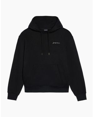 Jacquemus Signature Embroidered Logo Hoodie - Black