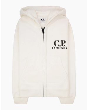 C.P. Company Undersixteen Kss019A Basic Fleece Goggle Hooded Sweatshirt 103 - White