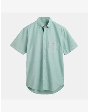 GANT Regular Fit Short Sleeve Oxford Shirt - Blue