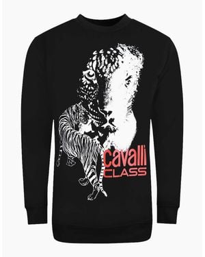 Roberto Cavalli Cavalli Class Large Tiger Logo Design Sweatshirt - Black