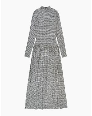 Ro&zo Petite Houndstooth Dropped Waist Jersey Dress - Grey