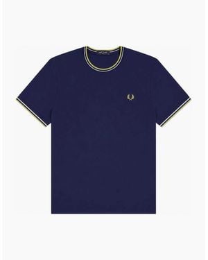 Fred Perry Twin Tipped T-Shirt French/Dusky/Citron - Blue
