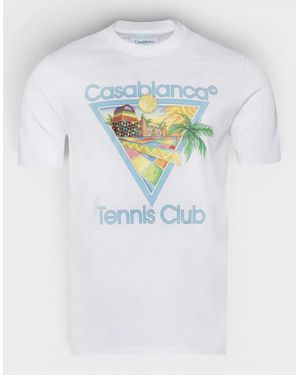 CASABLANCA Afro Cubism Tennis Club Printed T-Shirt - Blue