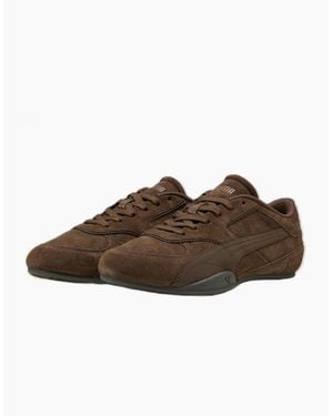 PUMA Bella Mina Suede Chocolate Trainers - Brown