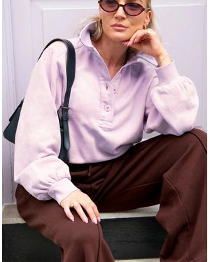 Ro&zo Lilac Polo Cotton-Jersey Sweatshirt - Pink