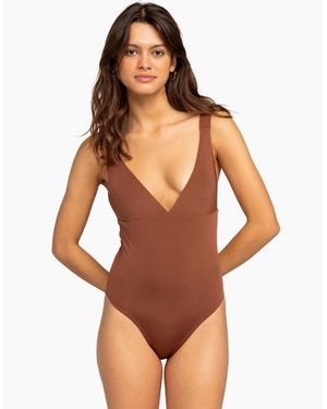 Roxy Silky Island One Piece Swimming Costume - Brown