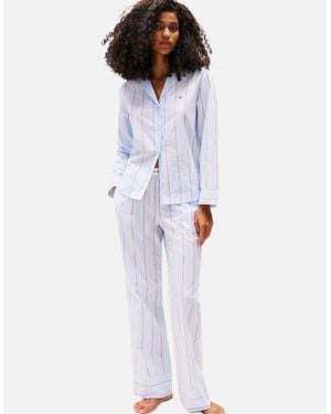 Tommy Hilfiger Heritage Stripe Woven Poplin Pyjama Bottoms, Sweet - White