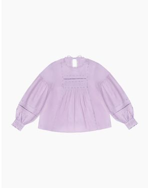 Ro&zo Lilac Crochet-Detail Cotton Blouse - Purple
