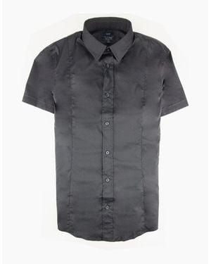 Armani Jeans Collar Aj Logo S/S Shirt - Grey