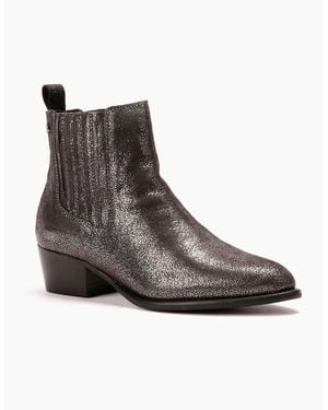 Osprey London The Janey Leather Gunmetal Ankle Boots - Black