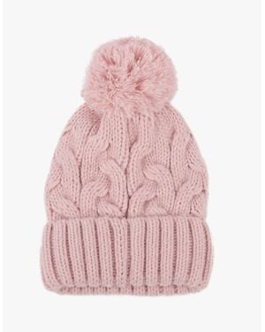 Totes Toasties Cable Knit Hat With Pom Pom Bobble - Pink