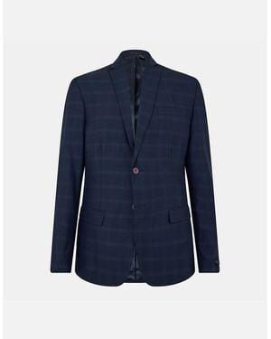 Ted Baker Rust Plaid Flap Pocket Suit Jacket - Blue