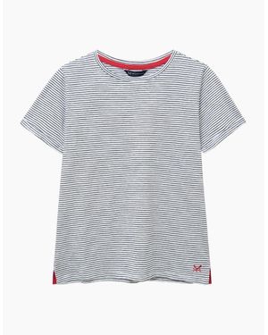Crew Perfect Stripe Short Sleeve T-Shirt - Grey