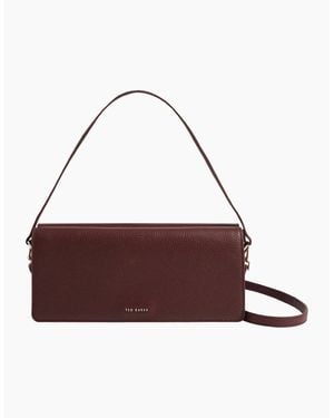 Ted Baker Twyyla Leather Elongated Oxblood Shoulder Bag - Brown
