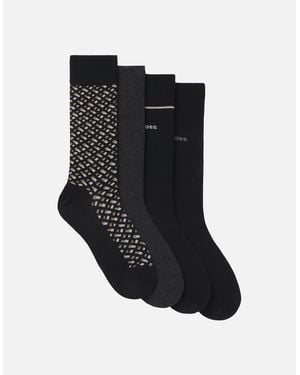 BOSS Boss 4P Rs Gift Monogram Socks A1-25 - Black