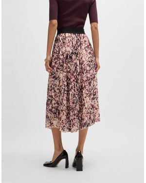 BOSS Vapliso2 Midi Abstract Patterned Full Skirt - Red