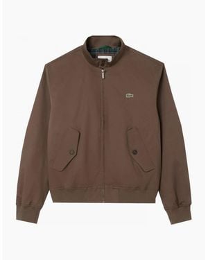Lacoste Water Repellent Twill Harrington Jacket - Brown