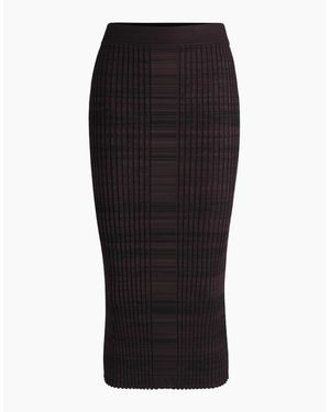 BOSS Farmina Midi Vertical Stripe Patterned Knitted Skirt - Black